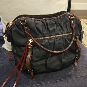 MZ Wallace Bianca Black Shoulder Bag with Red Accents w Lots of Pockets